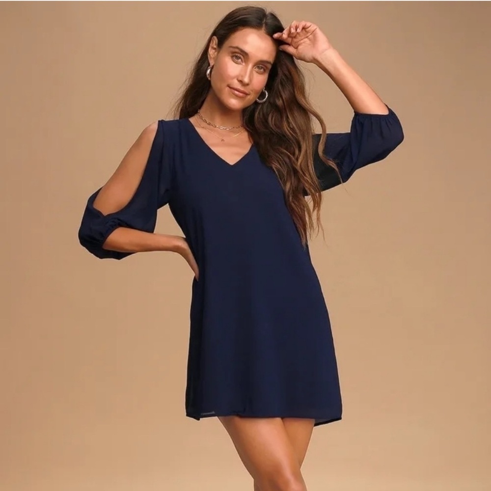 Navy Cold Shoulder Dress